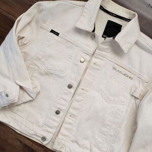 Sean John Cropped Jean Jacket Womens S Y2K Retro 90s Grunge Utility Streetwear